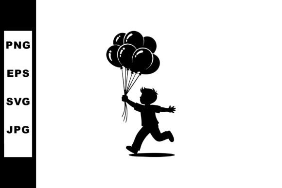 Download Child Silhouette Running with Balloons B - Premium Resources
