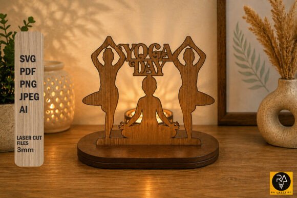 Download Yoga Day Candle Holder Laser Cut SVG - Premium Bundle